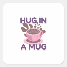 Adesivo Quadrado Abraço Em Uma Caneca