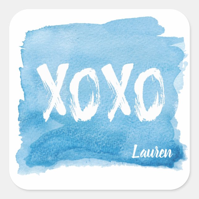 Adesivo Quadrado Abraços e beijos | Autocolante personalizado (Frente)