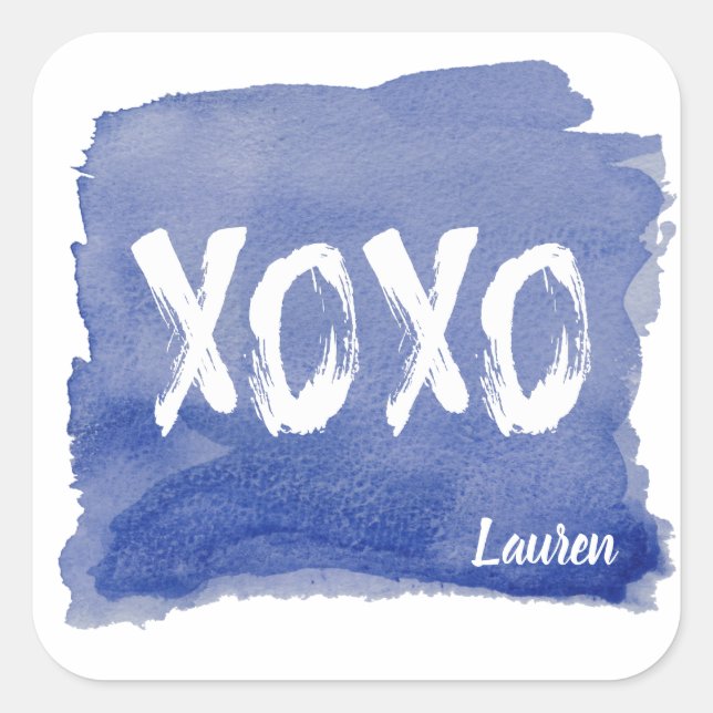 Adesivo Quadrado Abraços e beijos | Autocolante personalizado (Frente)