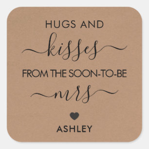 Adesivo Quadrado Abraços e beijos do Breve para ser a Sra. Tag, Kr