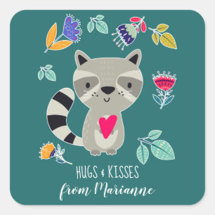 Adesivo Quadrado Abraços e beijos. Picareta personalizada do Racco