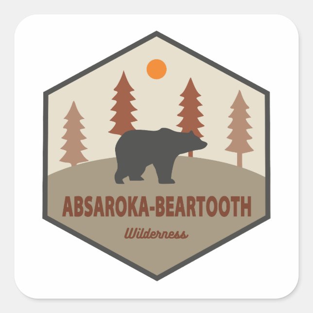 Adesivo Quadrado Absaroka - Urso Selvagem dos Beartooth (Frente)