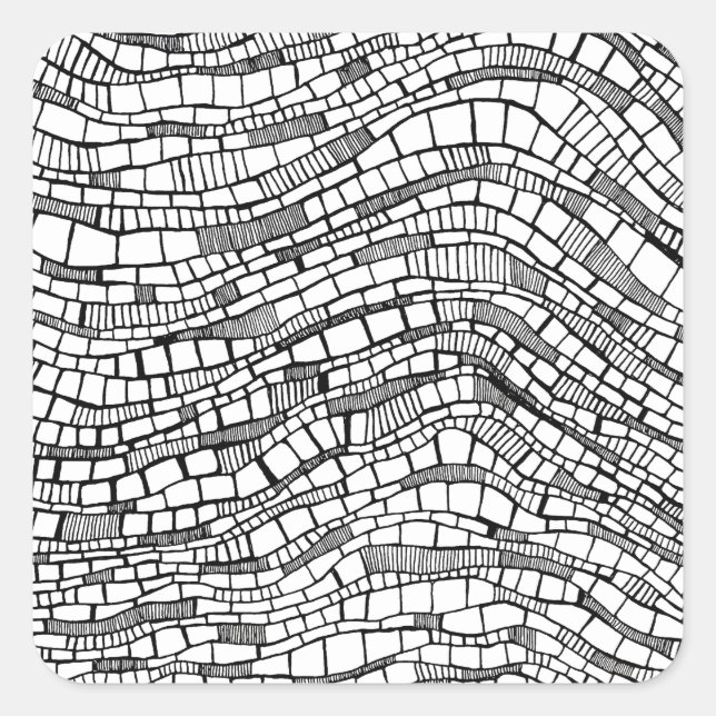 Adesivo Quadrado Abstract Black and White Shapes Design  (Frente)