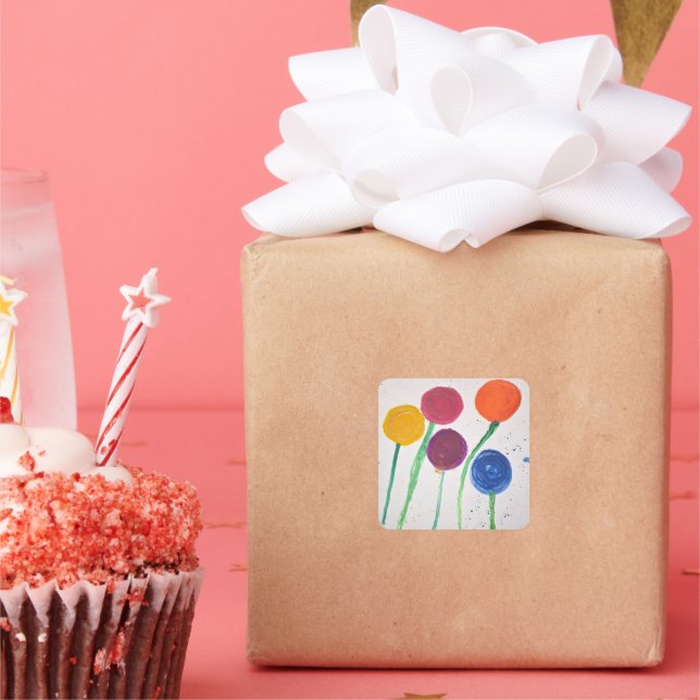 Adesivo Quadrado Abstract Flowers Sticker (Festa)