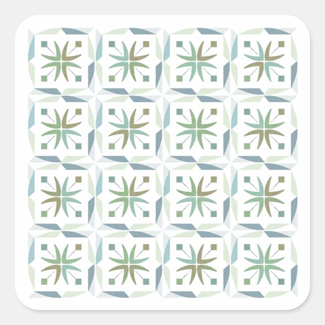 Adesivo Quadrado Abstract Geometric Tile Pattern Design Sticker (Frente)