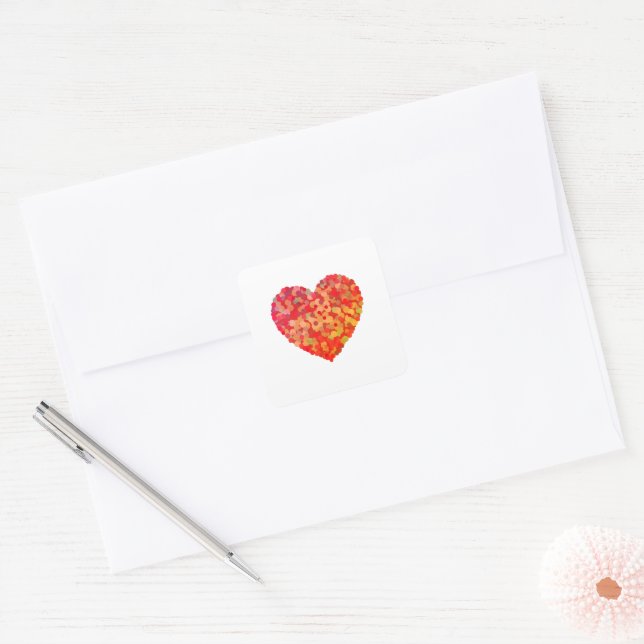 Adesivo Quadrado Abstract Heart Confetti Art (Envelope)
