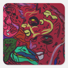 Adesivo Quadrado Abstract Moon Galaxy Art Square Stickers