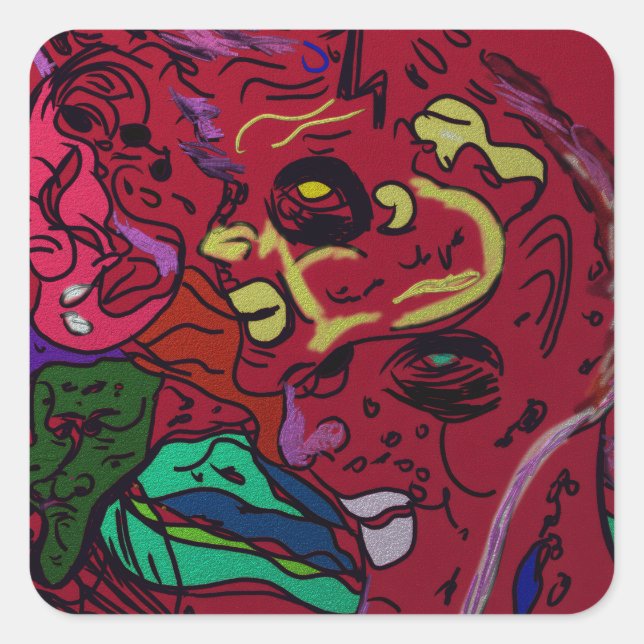 Adesivo Quadrado Abstract Moon Galaxy Art Square Stickers (Frente)