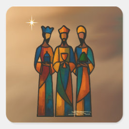 Adesivo Quadrado Abstract Three Wise Men