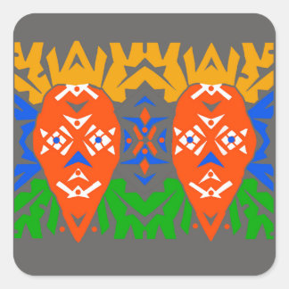 Adesivo Quadrado Abstract Tribal Pattern