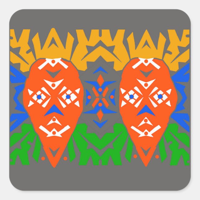 Adesivo Quadrado Abstract Tribal Pattern (Frente)