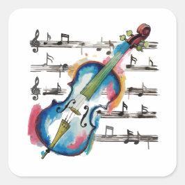 Adesivo Quadrado Abstract Violin Square Sticker