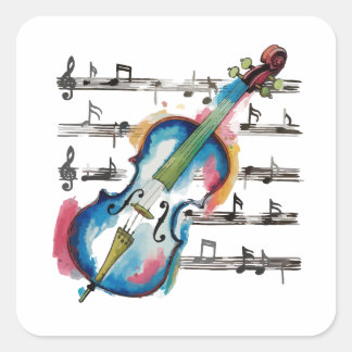 Adesivo Quadrado Abstract Violin Square Sticker