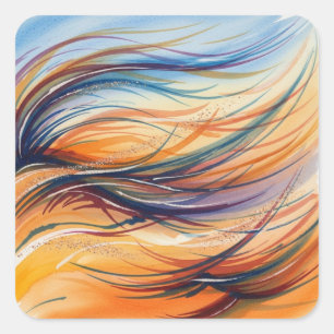 Adesivo Quadrado Abstract Watercolor Waves & Wind