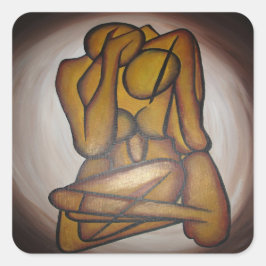 Adesivo Quadrado Abstrato Amadurece Arte Contemporânea Em Ochre E N