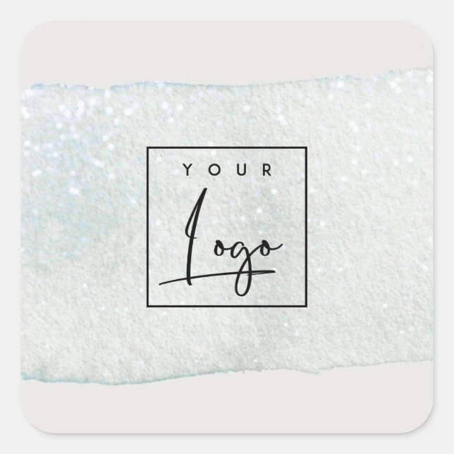 Adesivo Quadrado Abstrato Aqua Azul Pincel Azul Rolha Aquarela Logo (Frente)
