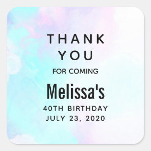 Adesivo Quadrado Abstrato, Azul e Cor De Água Púrpura Modernos Ob