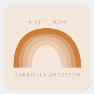 Adesivo Quadrado Abstrato Boho 70s Rainbow Terracotta Personalizado