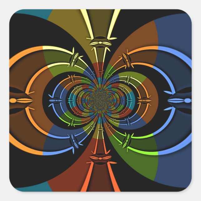 Adesivo Quadrado Abstrato Color Burst Art Impressão (Frente)