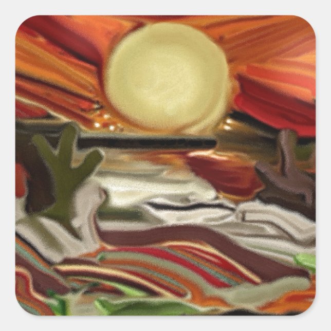 Adesivo Quadrado Abstrato de Arte do Sudoeste do Céu (Frente)