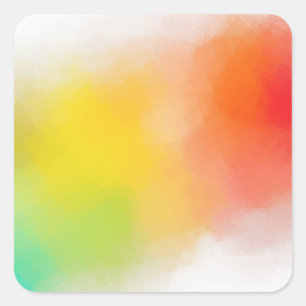 Adesivo Quadrado Abstrato de Arte Moderna - Azul Verde Amarelo Verd