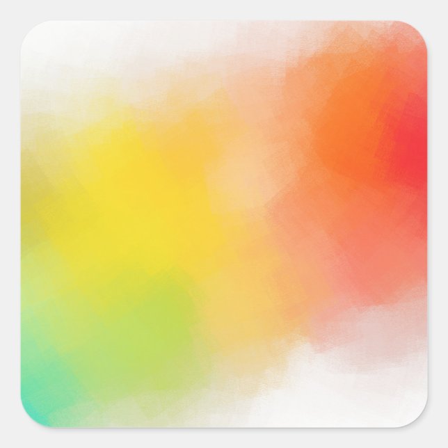 Adesivo Quadrado Abstrato de Arte Moderna - Azul Verde Amarelo Verd (Frente)