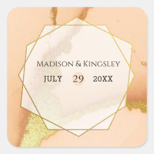 Adesivo Quadrado Abstrato de Coral Moderno Casamento Incrível