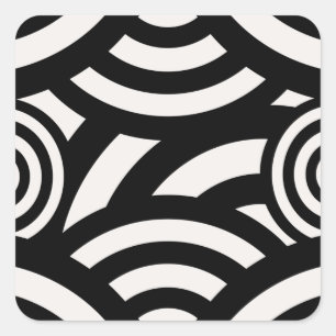 Adesivo Quadrado Abstrato de Imagem Retroativa Linhas Pretas Branco