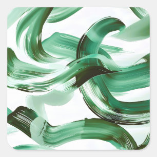 Adesivo Quadrado Abstrato de pinceladas verdes minimalistas moderna