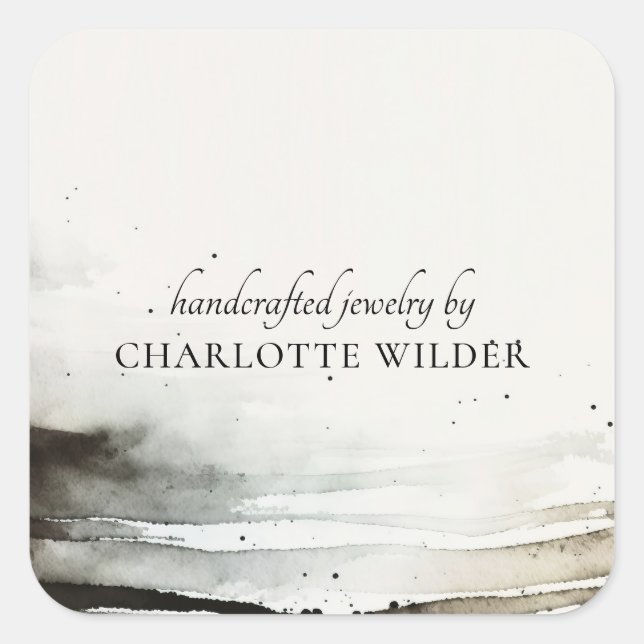 Adesivo Quadrado Abstrato do Designer de Jewelry de Aquarela Artíst (Frente)