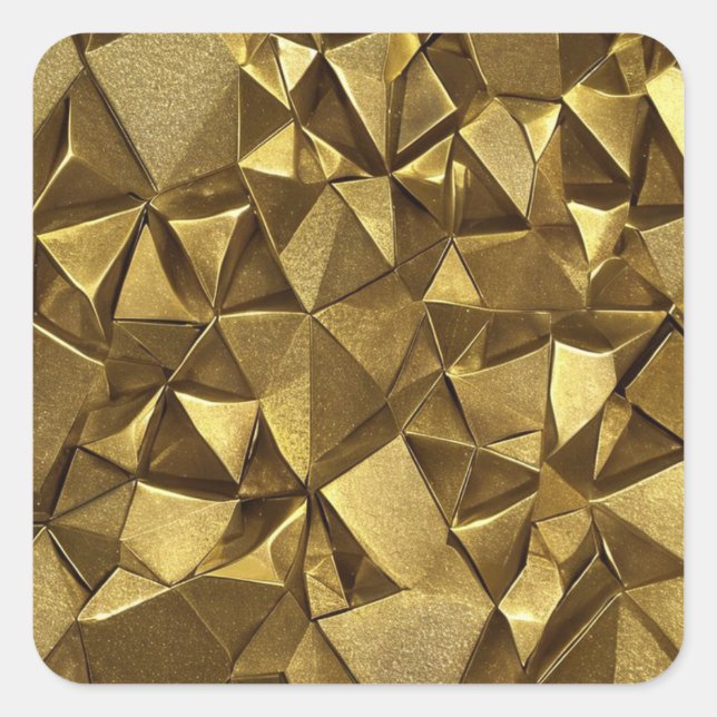 Adesivo Quadrado Abstrato Dourado Sticker (Frente)