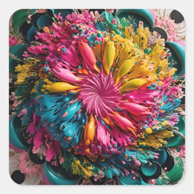 Adesivo Quadrado Abstrato Eclecética Máxima Imprimível Colorida (Frente)