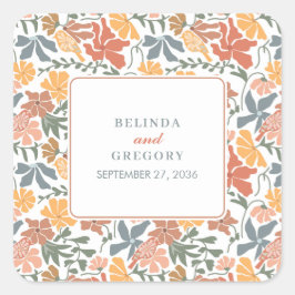 Adesivo Quadrado Abstrato Floral & Birds Meio século Moderno Casame