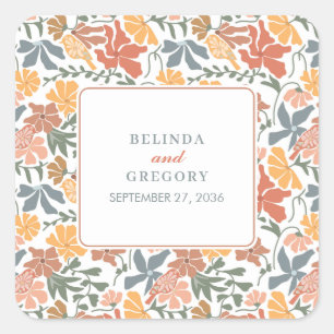 Adesivo Quadrado Abstrato Floral & Birds Meio século Moderno Casame