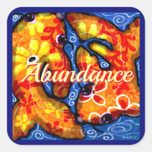 Adesivo Quadrado Abstrato Floral Koi Fish Orange Yellow Red Blue