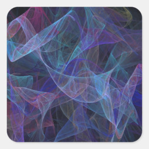 Adesivo Quadrado Abstrato Fractal Square Blue