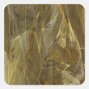 Adesivo Quadrado Abstrato Fractal Square Dourado