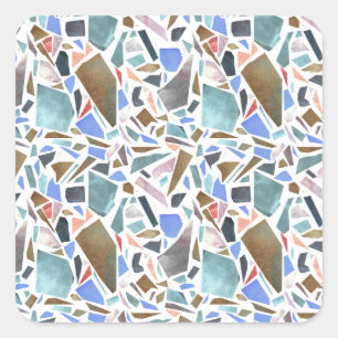 Adesivo Quadrado Abstrato: fundo branco desenhado à mão.