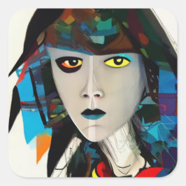 Adesivo Quadrado Abstrato Girl Square Sticker