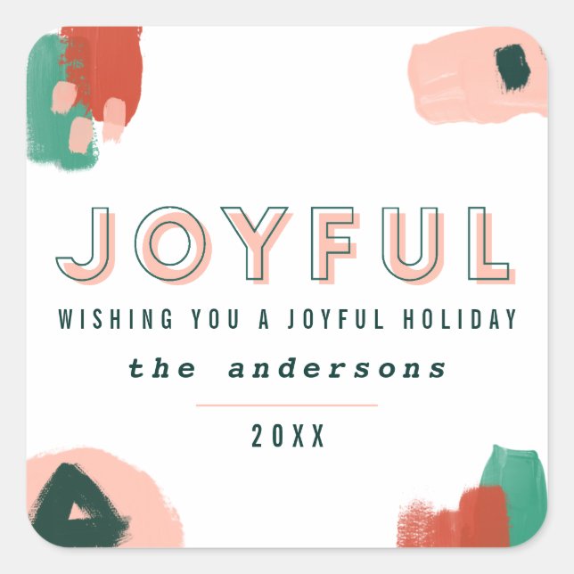 Adesivo Quadrado Abstrato gráfico moderno vermelho, rosa + verde al (Frente)