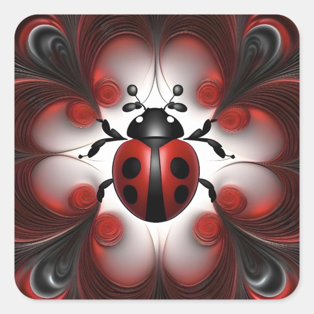 Adesivo Quadrado Abstrato Ladybird Art Design, (Frente)