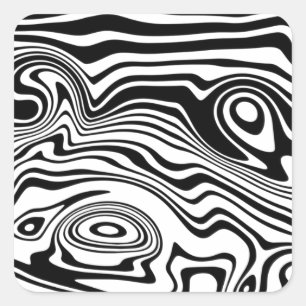 Adesivo Quadrado Abstrato Linhas Pretas e Brancas Adoridas - Person