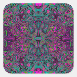 Adesivo Quadrado Abstrato Magenta e azul-lacrimogênio