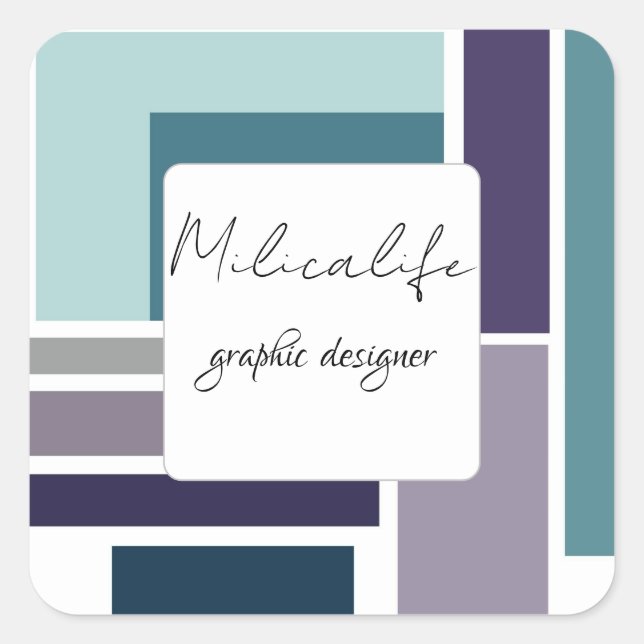 Adesivo Quadrado Abstrato, mídia social (Frente)