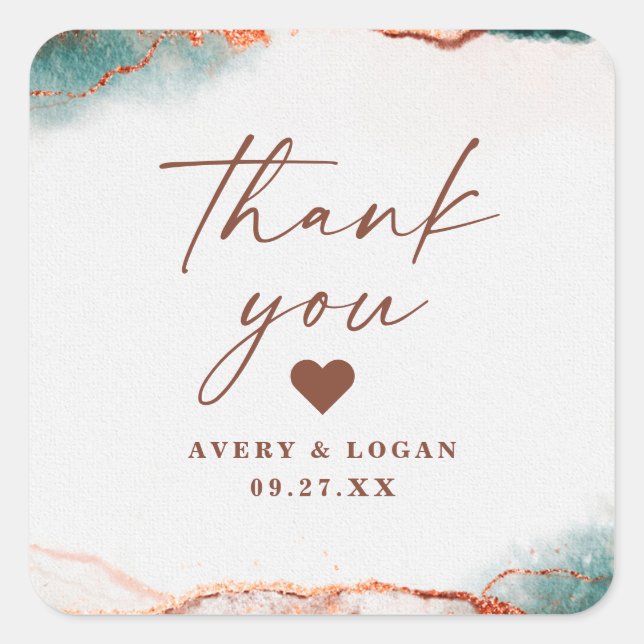 Adesivo Quadrado Abstrato Modern Terra Cotta Casamento outono Obrig (Frente)