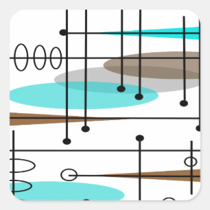 Adesivo Quadrado Abstrato moderno do meio século atômico da era