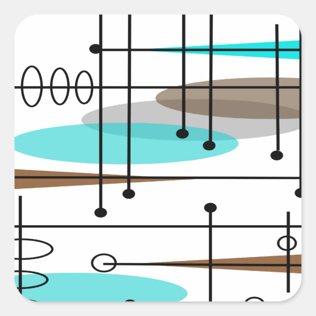 Adesivo Quadrado Abstrato moderno do meio século atômico da era (Frente)