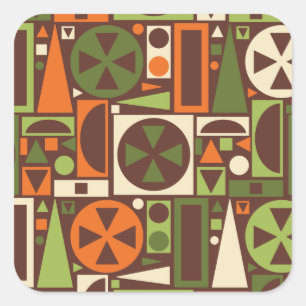 Adesivo Quadrado Abstrato Moderno do Século 50