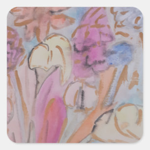 Adesivo Quadrado Abstrato Pastel Floral
