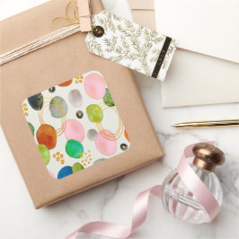 Adesivo Quadrado Abstrato Pebble Dourado Glitter Art